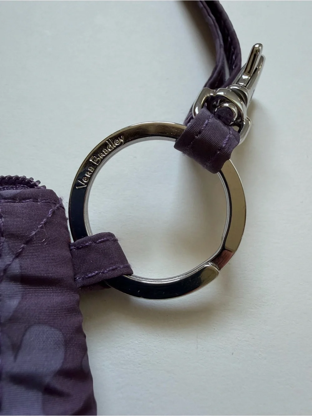 NWT Vera Bradley Zip ID Lanyard or Wristlet w/ Window Key Ring Purple Floral